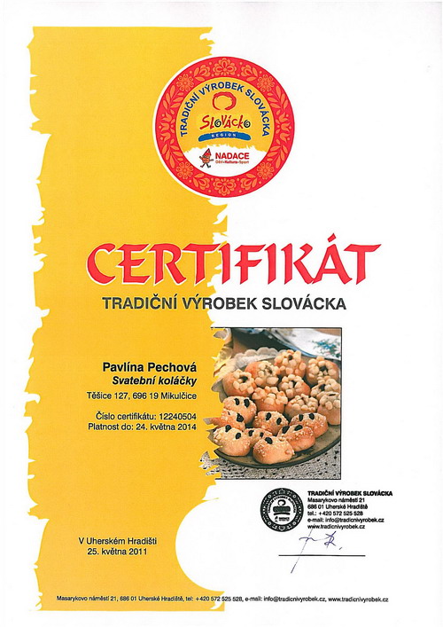 Ocenění v roce 2011 pro svatební koláčky
